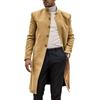 Mens Wool Blend Coat Thickened Classic British Style Fall Winter