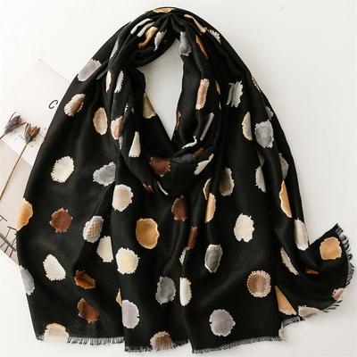 Winter Ombre Circle Dot Glitter Fringe Viscose Shawl Scarf Lady High Quality Wrap Pashmina Stole Bufandas Muslim Hijab 180*90Cm