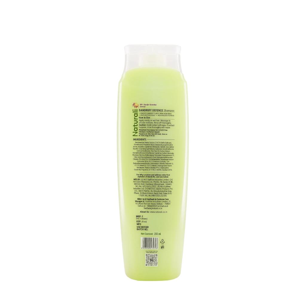 Naturali Dandruff Defence Shampoo 200 Ml | Anti-Flake Scalp Care for Men & Women | Soothes Itching & Strengthens Hair