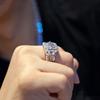 18K White Gold Diamond Ring Full of Small Diamonds and Large Carat Domineering Men's Ring