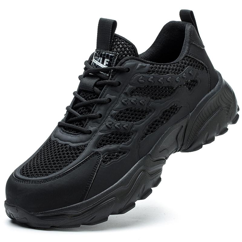 

Fashion Summer Mesh Safety Shoes Men Steel Toe Sneakers Breathable Work Shoes White Lightweight Indestructible Shoes Protective Sneakers 38 чорний