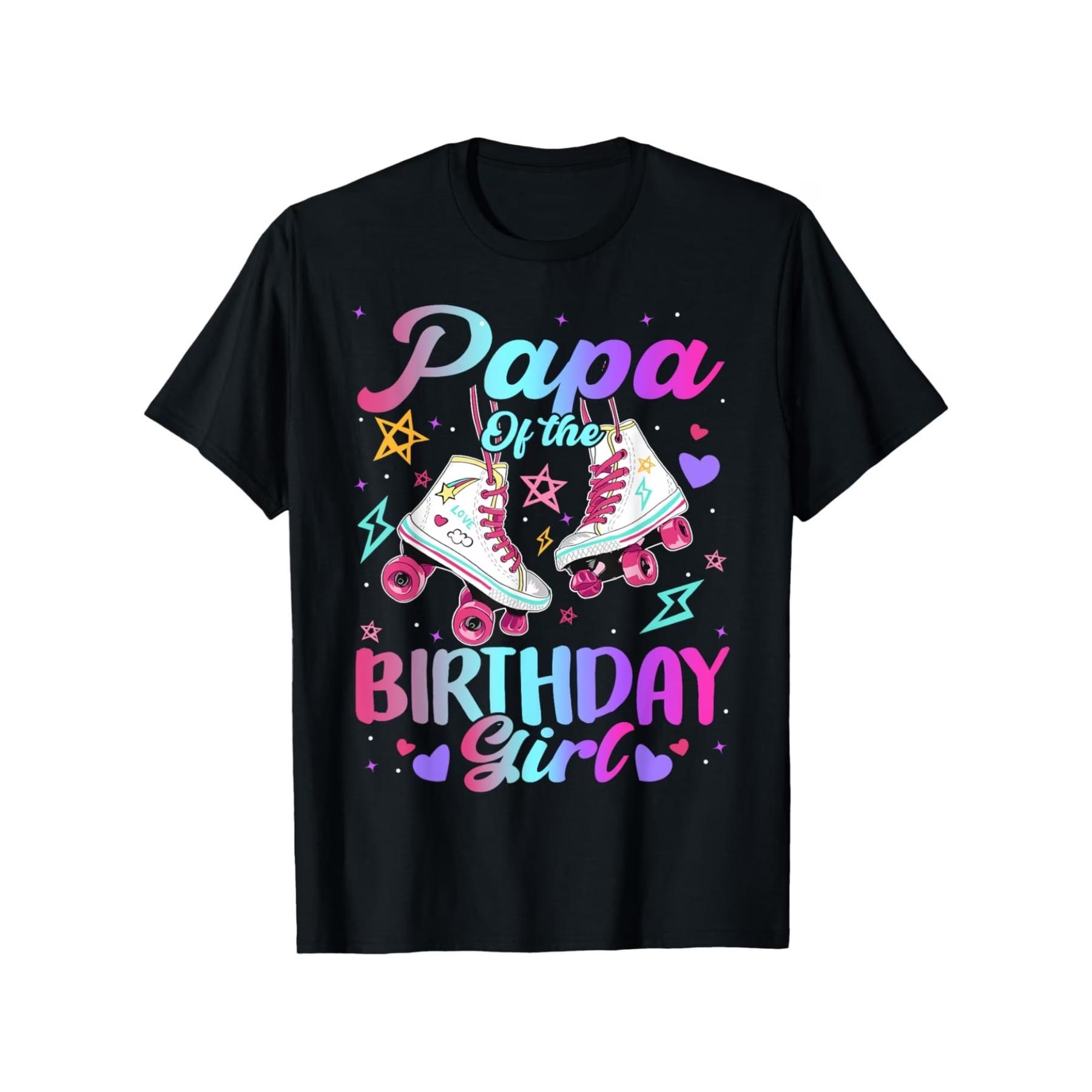 

Papa of The Birthday Graphic T-Shirt - Unisex 100% Cotton Relaxed Fit Tee with Vibrant Roller Skate & Stars Design XXL