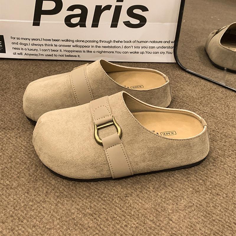 Fashion Thicken Soled Platform Slides Ladies Flats Clogs Sandals Comfy Slip on Cork Slippers Woman Flock Pantuflas Cover Toe Mules Shoes
