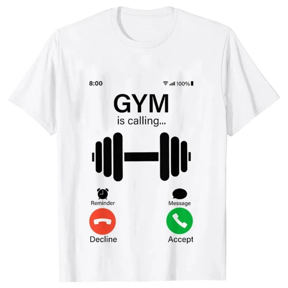 

Футболки Hipster для мужчин Gym Is Calling Me Print Мужские футболки Одежда Футболки с забавной графикой Одежда с коротким рукавом для любителей спортзала XXXXXL белый
