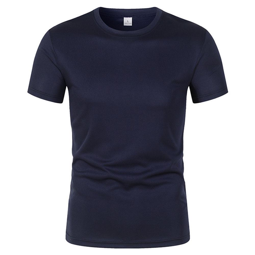 Men's Quick-Dry Mesh Sports T-Shirt - Short Sleeve, Round Neck, Solid Color