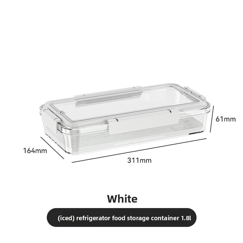 Outdoor food storage box, portable lunch box, fruit sealing box, refrigerator storage box, outdoor food-grade plastic storage box 1.8L white