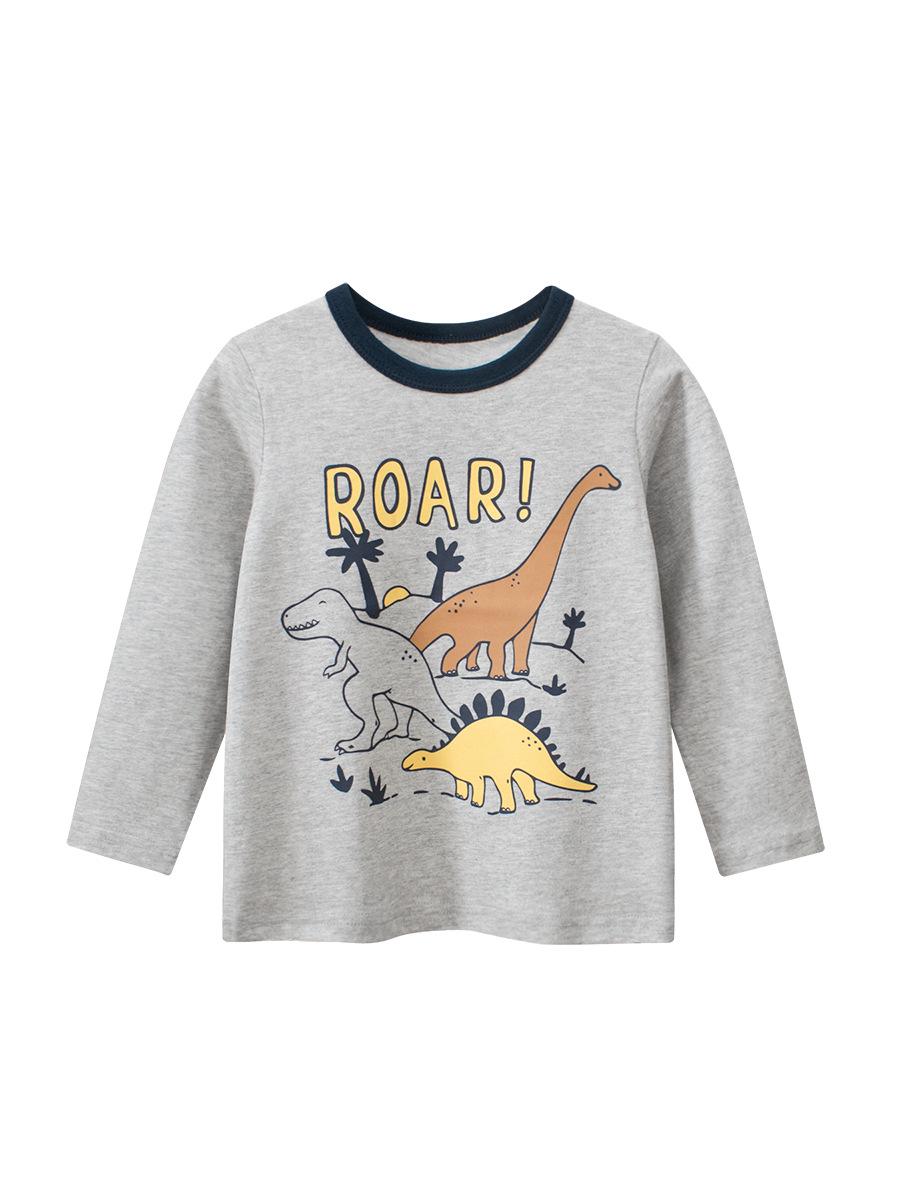 

27kids Новая футболка с длинными рукавами с динозавром для мальчиков 2025 года - Весенняя коллекция 130 cm