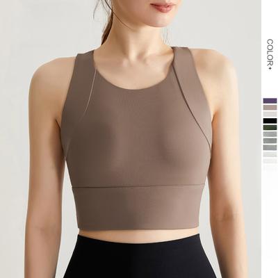 Bequemer, bügelloser, stoßfester Longline-Sport-BH für Damen, einteilig, schnelltrocknend, für Laufen, Fitness, Yoga