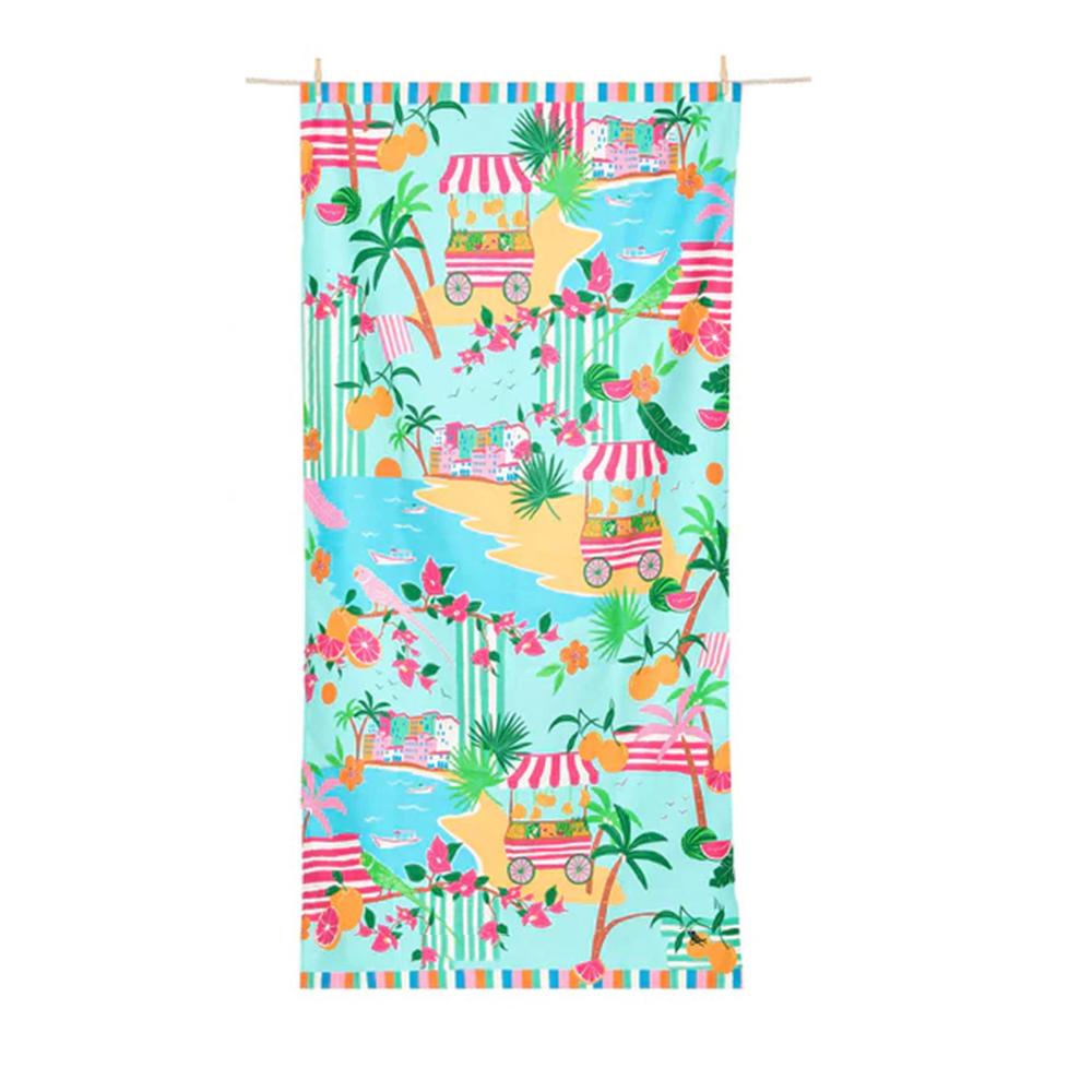 

Tropical Beach Scene Towel Palm Tree Citrus Floral Design Soft Lightweight Beach Towel Travel Pool Camping Vacation Essentials W30*H60(CM)