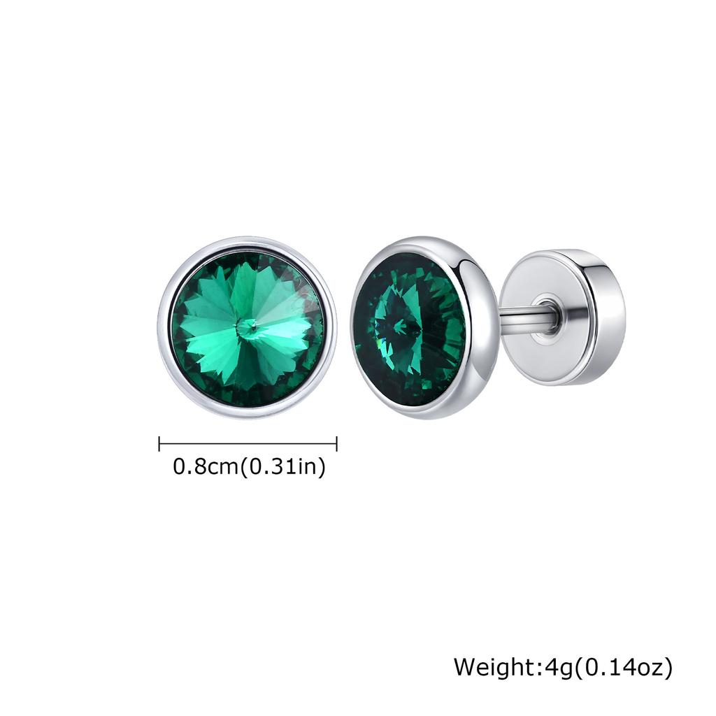 Anti Allergy Round Zircon Stud Earring for Men,AAA CZ Stone Stainless Steel Ear Stud,Hip Hop Classic Jewelry Gift
