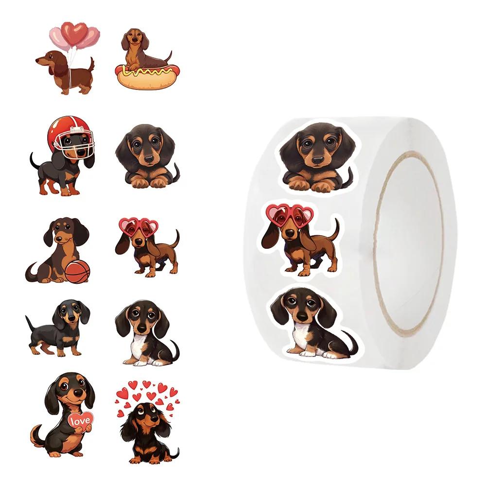 500pcs/roll Dachshund Decorative Stickers Cute Cat Laptop Water Bottle Phone Case Home Decoration Ideal for Adults Animal Lovers