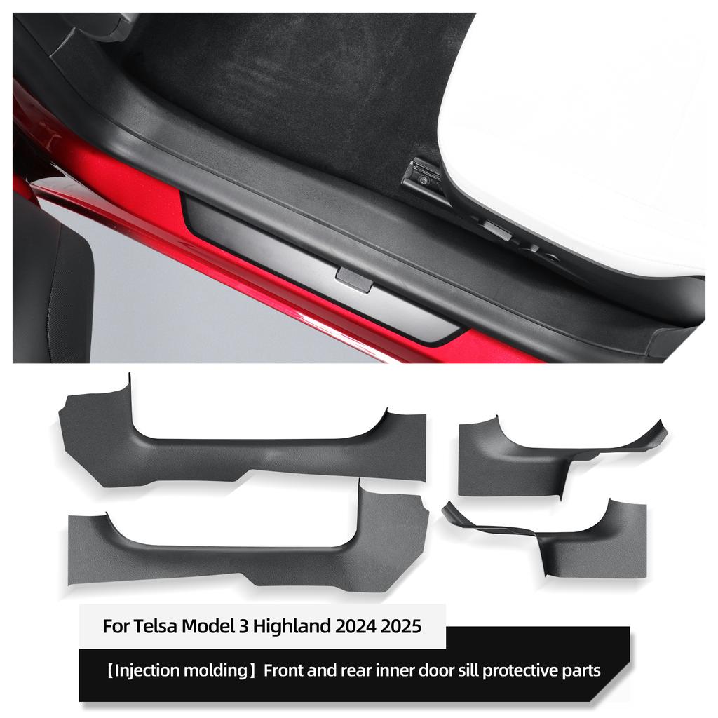 for Tesla Model 3 Highland 2025 2025 Door Sill Strip Guard Car Threshold Protector Accessories Central Control Anti-kick Pad LHD