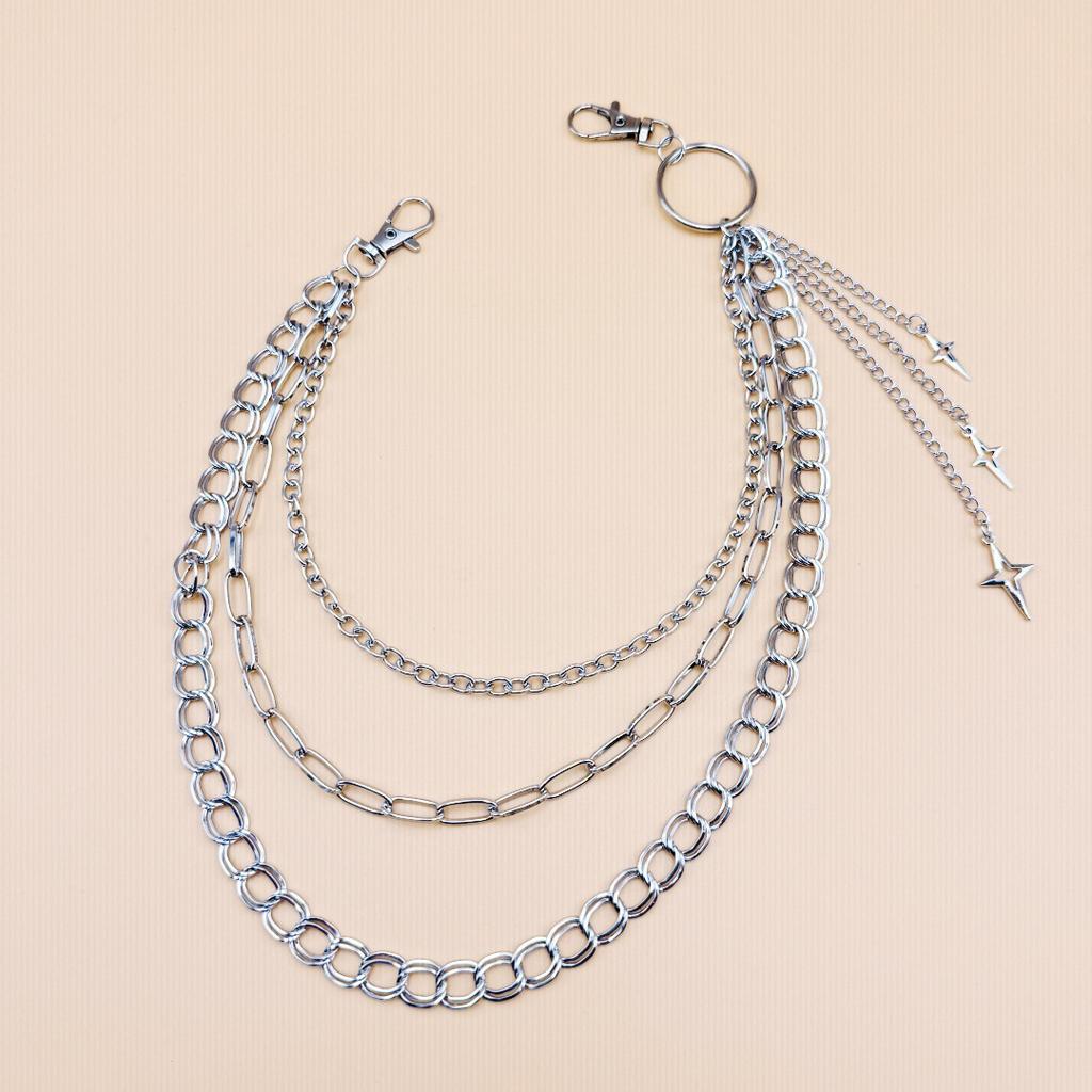 European and American Jewelry Hollow Cross Awl Pendant Trouser Chain New Star Waist Chain Multi-layer Decoration