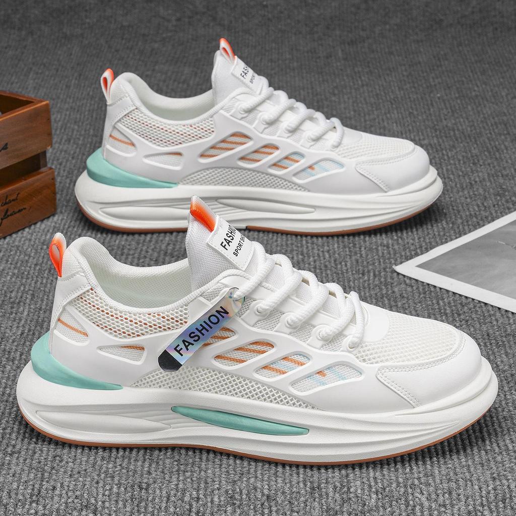 Męskie letnie oddychające sneakersy z siateczki: Modne, na grubej podeszwie, casualowe i wszechstronne buty do skateboardingu.