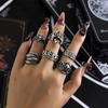 Dark Punk Retro Joint Ring Set Ring, Hip Hop Engraved Bat Couple Ring Jewelry