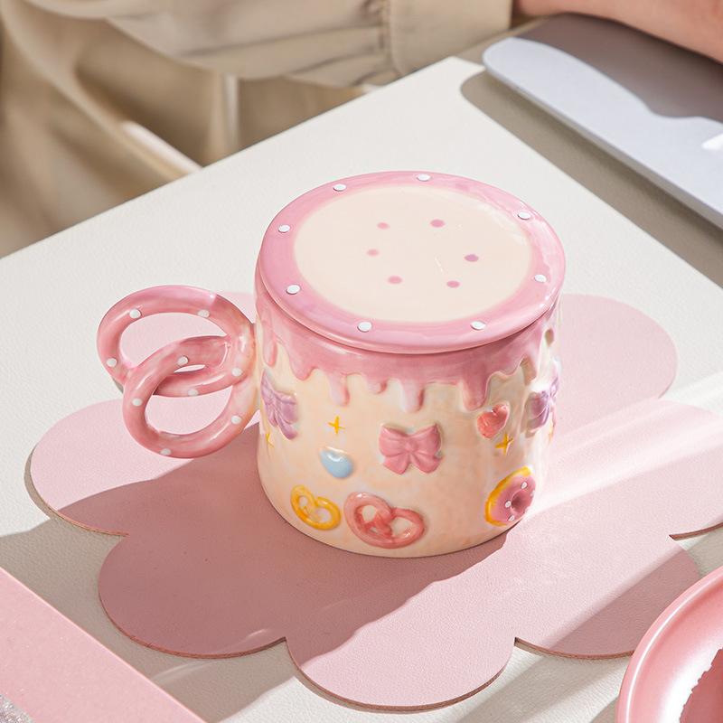 Handmade Sweetheart Cake Cup High Value Water Cup Afternoon Tea Ceramic Cup 3D Three-Dimensional