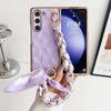 Wrist Strap Leather Phone Case for Samsung Galaxy Z Fold 6 5 4 Galaxy Fold6 Fold5 Fold4 Protective Shockproof Cover