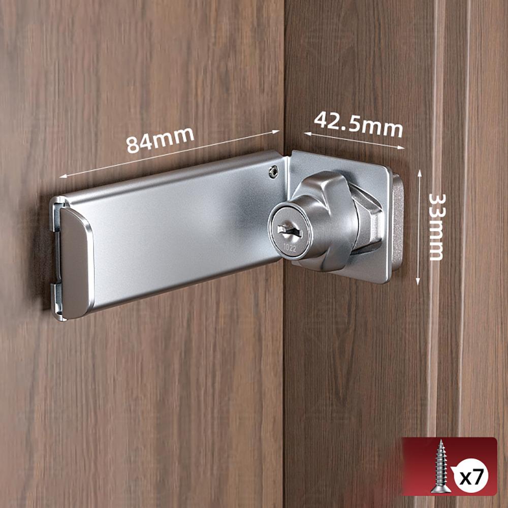 90-Degree Door Lock with Key, Right-Angle Sliding Hasp Latch for Outward-Opening Barn/Closet/Cabinet Doors, Screw Mount, 2 Keys