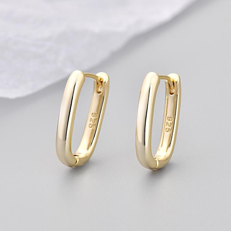 Boucles d'Oreilles Minimalistes Géométriques Ovales Carrées Lisses en Forme de U Bijoux Polyvalents de Tous les Jours Pour Femmes