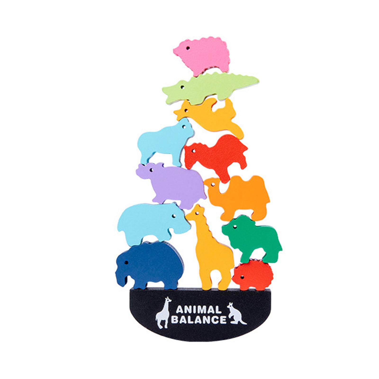 

Animal Themed Balancing Building Block, Shape Matching Construction, Interactive Wooden Toy For Parents And Children. One Size