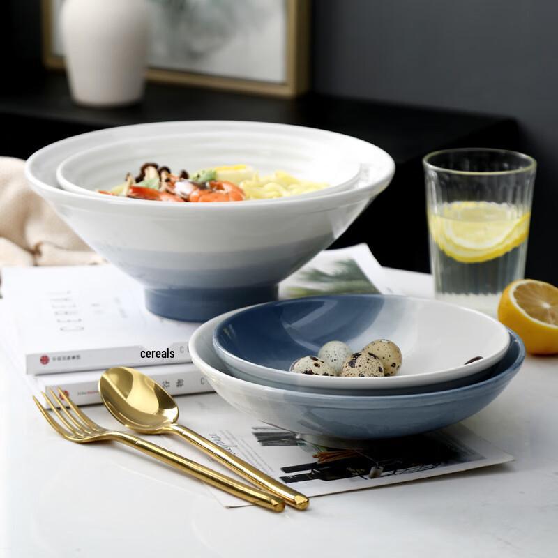 Nordic Style Ceramic Dip-Dye 7-inch Noodle Bowl