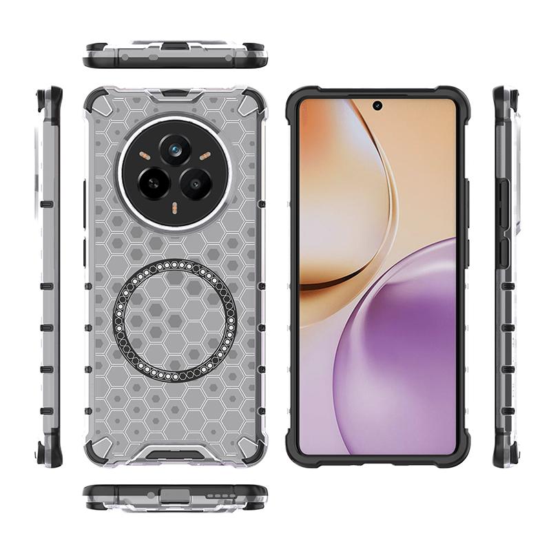 Honeycomb Style Armor Shockproof Phone Case For Realme 14 Pro Plus Four Corners Airbags Magnetic Wireless Charging Back Cover