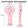 Tragbarer Mini-Ventilator 600mAh USB-wiederaufladbar 3 Modi Mit Handyhalter für Reisen Make-up Wimpern Spaß Kinder Mädchen Frauen