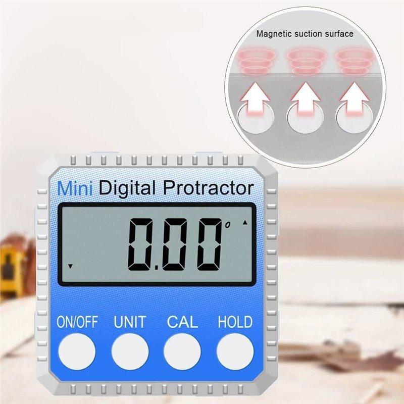 ABFS Zinc Alloy Mini Digital Protractor 4X 90 Degree Angle Finder LCD Inclinometer High Accuracy Precision Level Tool Slope Mete