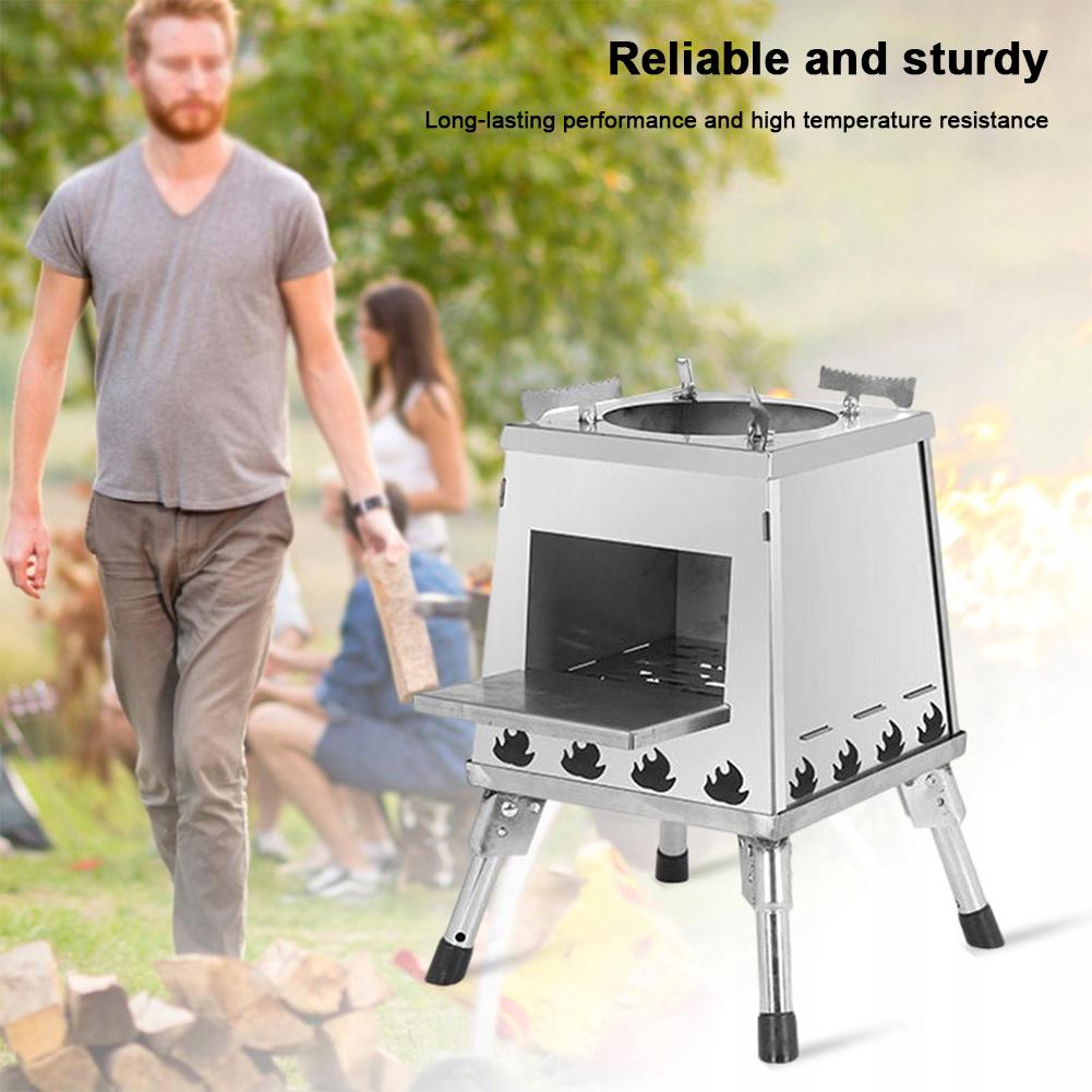 Mini Compact Folding Wood Stove Height Adjustable Portable Fire Wood Stove Stainless Steel Fire Wood Stove for Outdoor Camping
