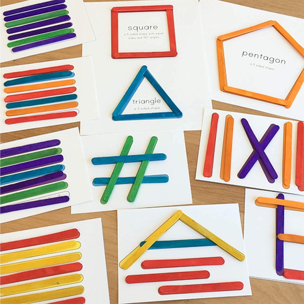 Color Popsicle Stick Ice Cream Stick Kindergarten Handmade Diy Material 114*10*2mm 50 Pcs