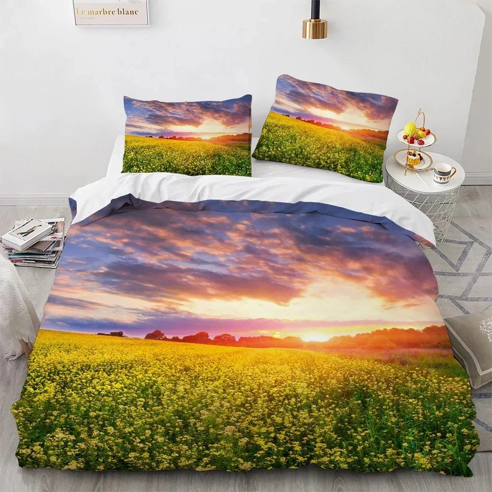 Blue Sky Cloud Duvet Cover Set King Queen Full Size for Kids Boys Girls Polyester Bedding Set Comforter Cover Landscape Pattern