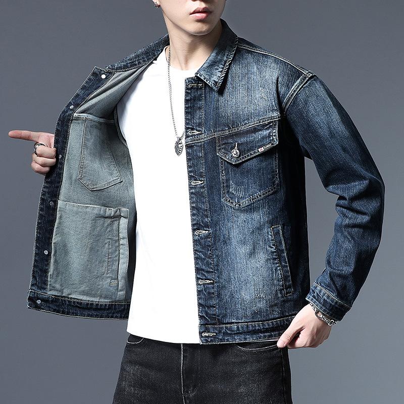 2024 Autumn New European And American Style Men'S Denim Jacket Top Casual Versatile Jacket