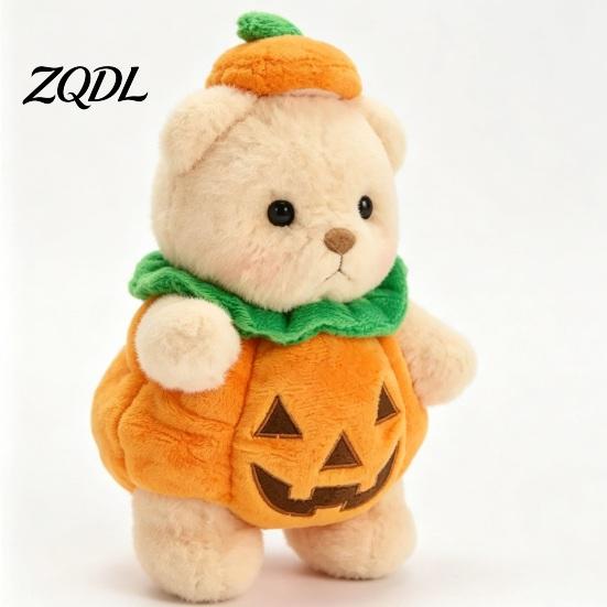 Plushie Toy for Halloween Party Pumpkin Bear Plush Toy, Soft Stuffed Animal Kids, Creative Ornament Cute Huggable Pillow Fall Holiday Home Decor