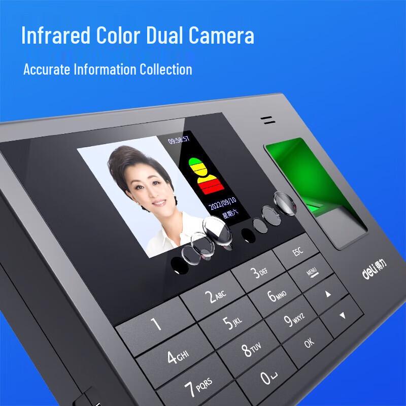 Deli Fingerprint Time Attendance Machine CN plug (adapter included)