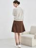 Aim Swing Pocket A-Line Flare Skirt (Brown)
