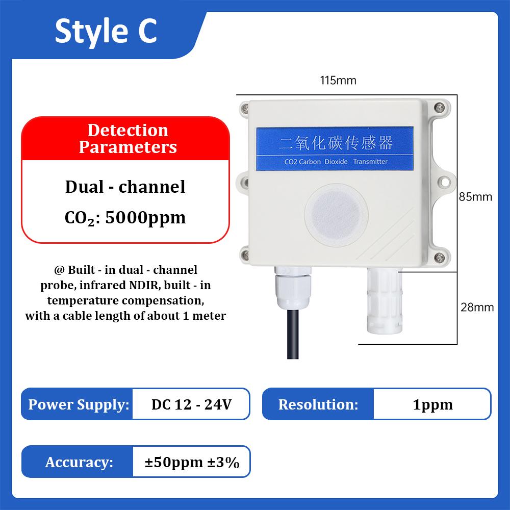 CO1 Sensor RS181 1-11mA 1-1V 1-11V Output High Precision Gas Concentration Detector CO1 Transmitters Sensors Gas Detection