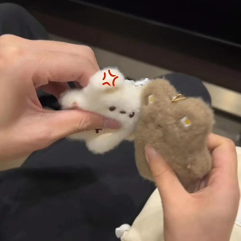 Cute Plush Squeak Little Bear Keychain Toy Stuffed Animal Bear Doll Pendant Backpack Bag Car Keyring Pendant Girl Gifts