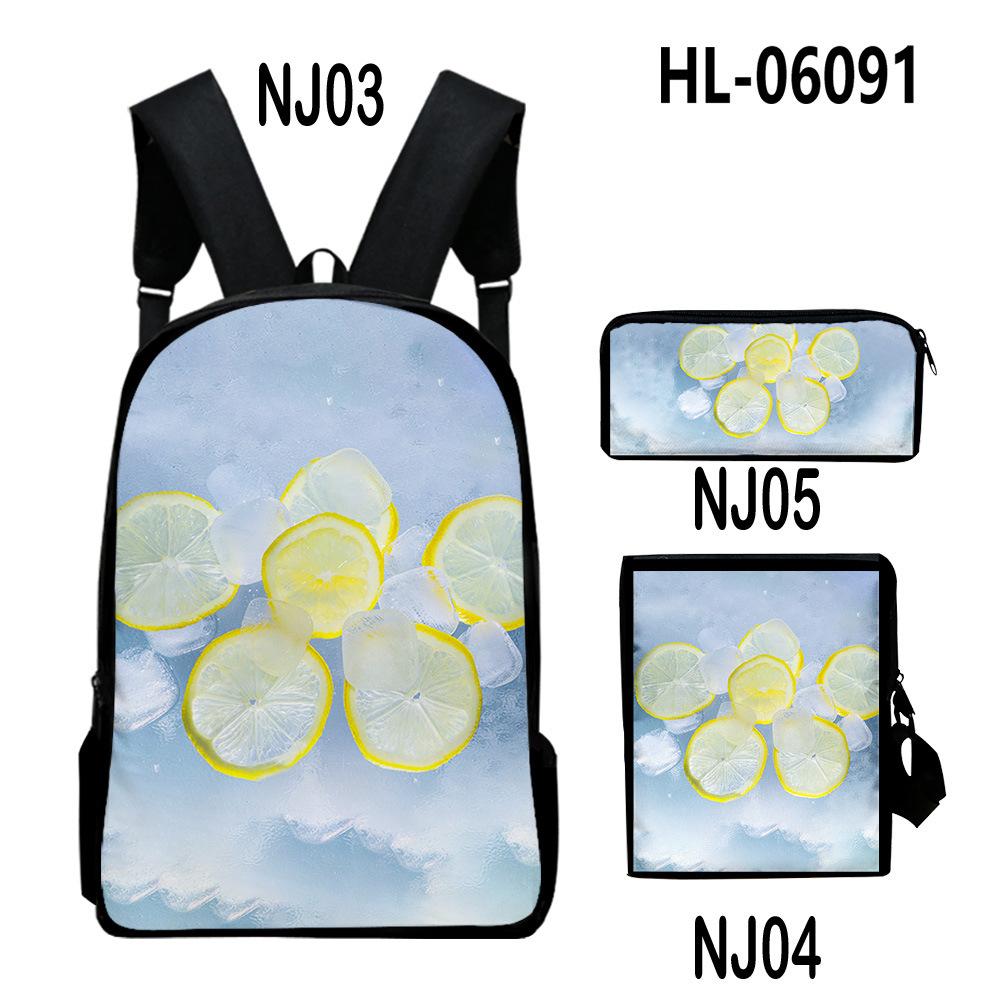 Lusso Novità Particolare Fresco limone Stampa 3D 3pz/Set alunno Zaini Scolastici Zaino Daypack per Laptop Borsa a tracolla inclinata Astuccio