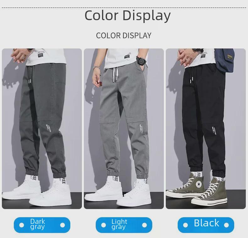 Hong Kong Men's Casual Loose Cuff Pants - Trendy Japanese Solid Color Versatile Trousers