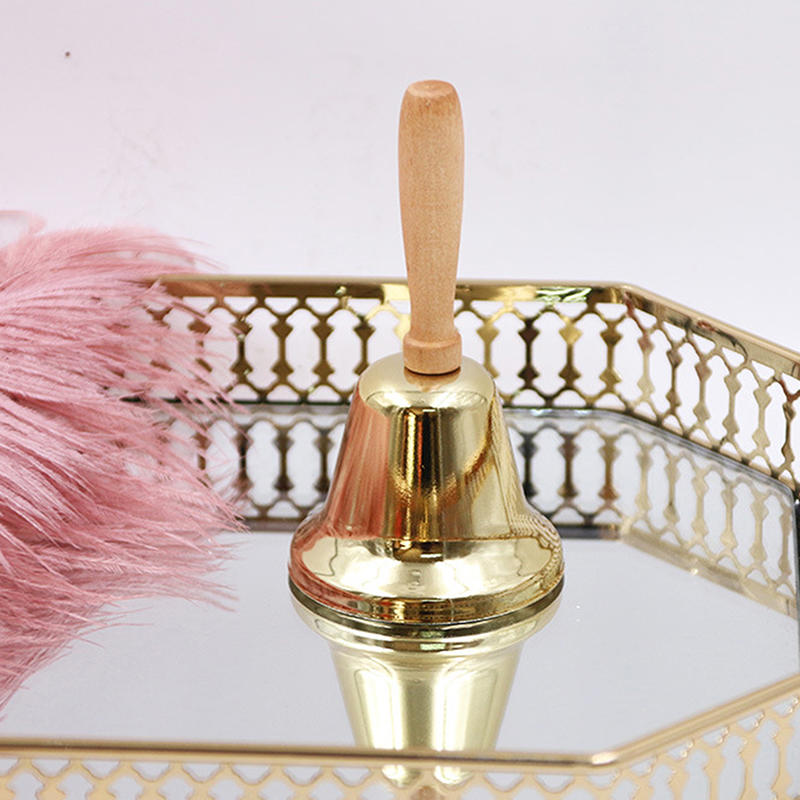 Metal Christmas Hand Call Bell with Wooden Handle Simple Service Dinner Bell for Wedding Party School Office