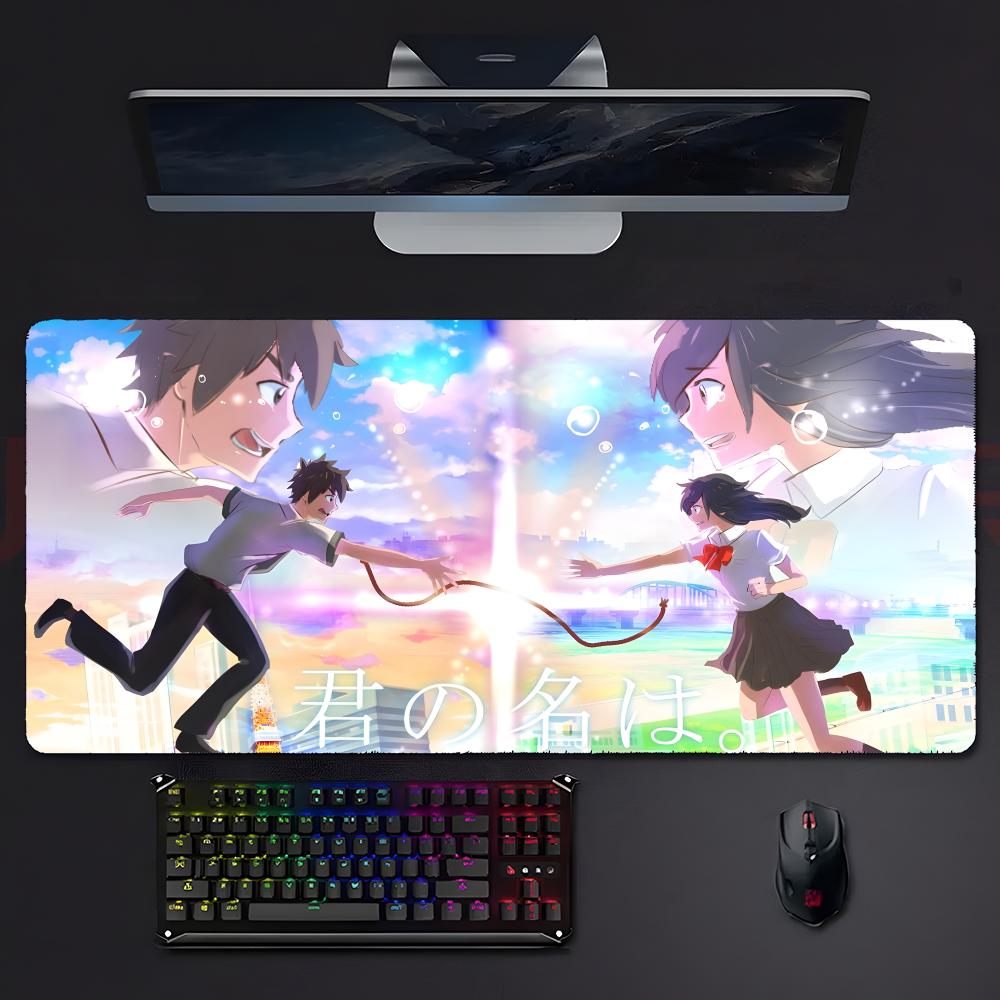 Sweet Romantic Anime Yyour Name Mouse Pad Large Gaming Mousepad With Stitched Edges Thickened Desk Mat Pc
