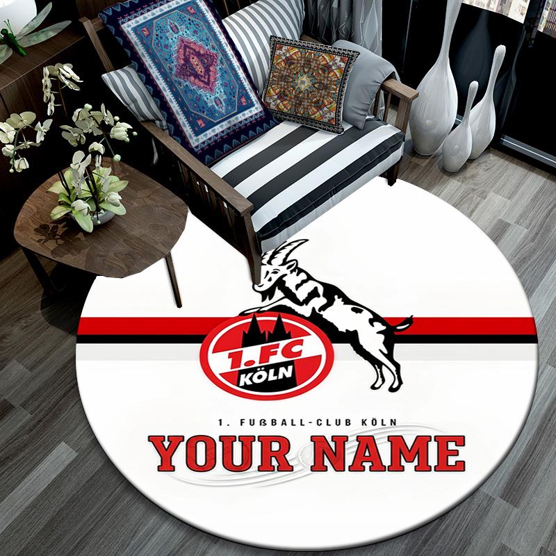 Tapis Rond Personnalisé avec Nom, Motif FC Cologne, Tapis pour Salon, Chambre à Coucher, Salle de Jeux, Tapis de Sol Antidérapant, Cadeaux de Fête et Cadeaux d'Anniversaire.