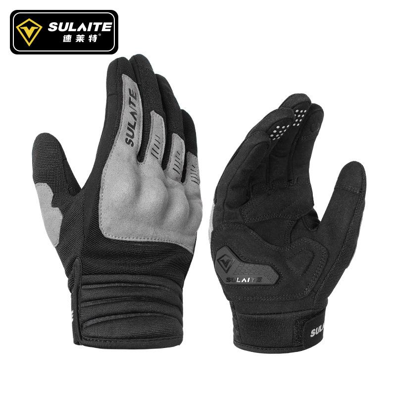 SULAITE G3 Motorcycle Gloves Full Finger Breathable Knuckle Protection Touch Screen Spring Summer Riding Gloves M