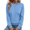 Women's Round Loose Neck Sweatshirt Long Sleeved Pullover Solid Color Hoodie