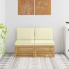 2 Piece Outdoor Center Sofa Solid Acacia Wood White