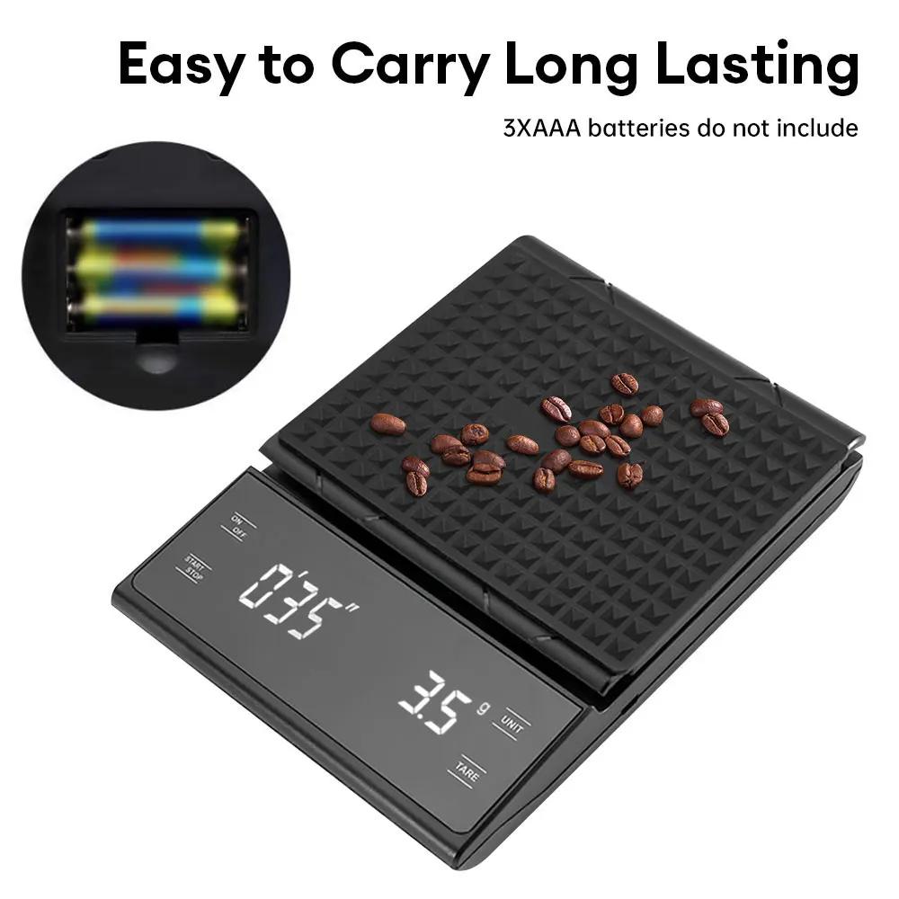 Waga do kawy 3kg/0.1g Wysoka precyzja Pour Over Drip Espresso Waga z podświetlanym wyświetlaczem LCD Akcesoria kuchenne z timerem