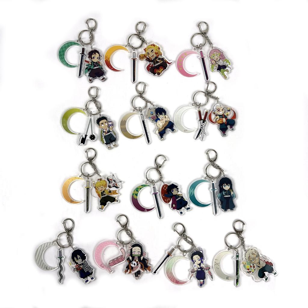 Demon Slayer Kamado Tanjirou Kamado Nezuko Agatsuma Zenitsu Anime Figure Key Ring Acrylic Key Chain Pendant Perfect Gift