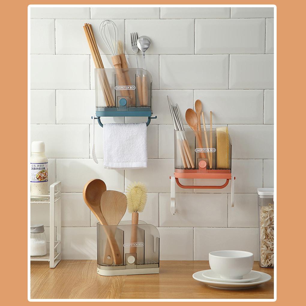 Chopstick Holder Draining Chopstick Organizer Rack Plastic Kitchen Spoon Fork Storage Box