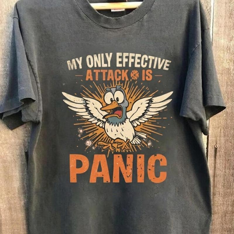 Vintage Panic Pigeon Shirt Funny Anxiety Graphic Tee Retro Distressed Bird Tshirt Unisex Gamer Humor Gift Idea S