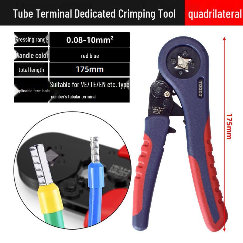 Electrician's Tube and Pin Terminal Crimping Pliers with Cold-Pressed Wire Functionality